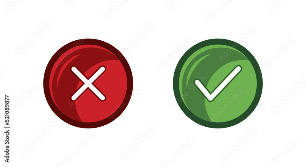 Aufkleber right and wrong 3d button vector illustration.