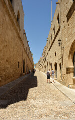 Fototapeta na wymiar Rhodes, Greece, famous street of knights in the old town center