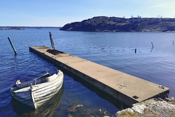 sunken ship at the pier