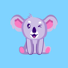 Cute koala sitting on a cartoon vector icon. animal nature icon concept isolated vector.