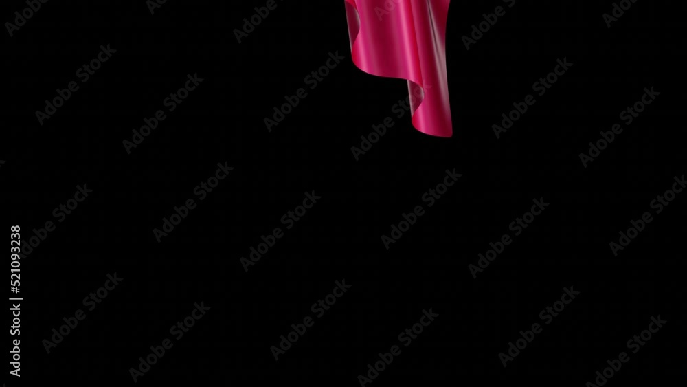 Poster 3d render of tearing off the screen red mat fabric with luma matte as alpha channel for festive appe