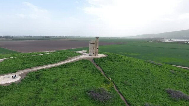 Old tower guard surrounded with green landscape, aerial view

Drone view from Beit Shean Old tower watch guard, 2022
