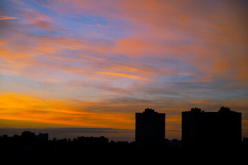 Fototapeta na wymiar Beautiful clouds at sunset. Clouds at dawn with a bright sky