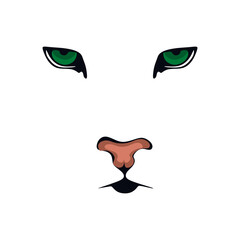 Puma muzzle silhouette. Puma design in minimalist style vector illustration