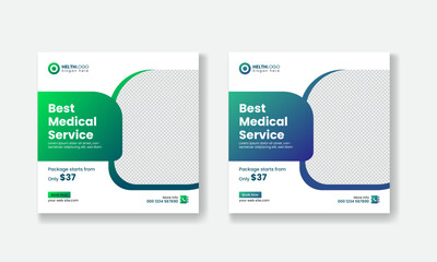 Medical service health social media post banner design free template