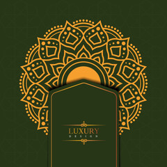 Luxury golden Geometric Ornamental Mandala Background Vector Design. decorative mandala for tattoo, Mehendi, Islamic, Ornament, Art, henna, Indian, Asian, print, poster, cover, brochure, flyer, banner