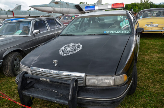 American old car chevrolet caprice police interceptor 1990 at Old Car Land. About 900 old and exclusive cars of different world producers are presented at the exhibition