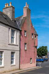 Fototapeta na wymiar 21 July 2022. Banff, Aberdeenshire, Scotland. This is a Pink Coloured old Building.