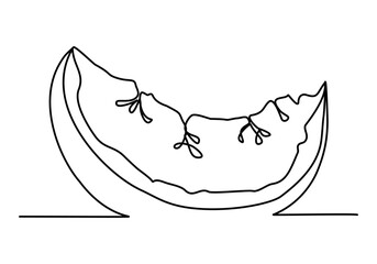 Watermelon a Piece Slice of Watermelon Continuous Line Drawing isolated minimalistic trendy style Vector Illustration Black on White background
