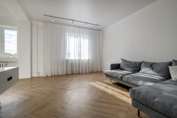 furniture in interior of expensive living room in studio apartments or flat with sofa