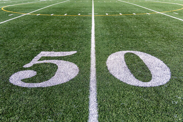 American Football Field - Fifty (50) yard line mid field  