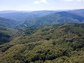 Obraz premium Aerial view of Koprivkite area at Rhodopes Mountain, Bulgaria