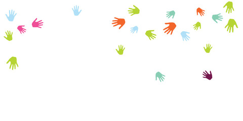 Colorful children handprints preschool education concept vector