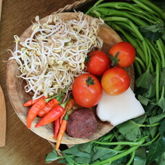 plecing vegetable package typical of lombok indonesia