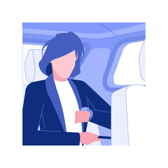 Business schedule isolated concept vector illustration. Busy man looking at his watch when driving with a personal driver, business class travel, time planning, go to meeting vector concept.