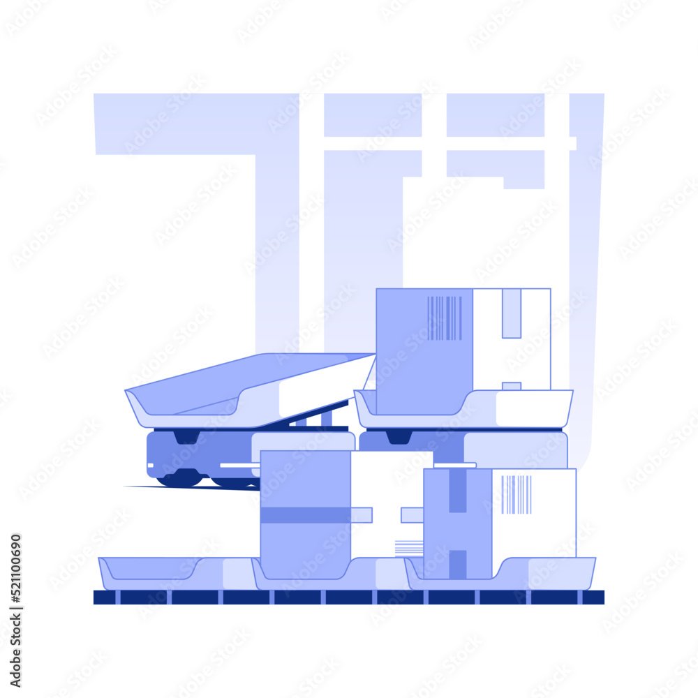 Poster sorting robots isolated concept vector illustration. mobile robots sorting goods at the factory, who