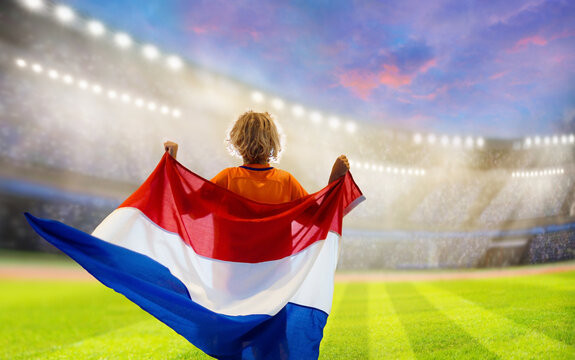 Netherlands football team supporter on stadium.
