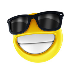 3D emoji with black sunglasses and a cheerful smile
