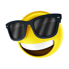 3D emoji with glasses and a cheerful smile