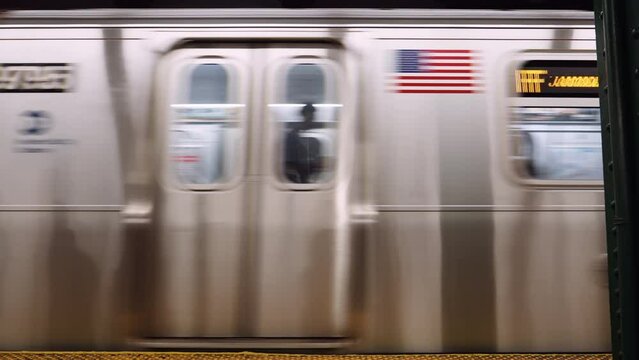 Subway Train Arriving at the Station. Underground Public Transport