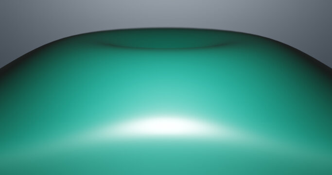 3d render with a green-blue surface with a wave on the side