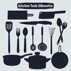 Kitchen tools silhouette black and white vector