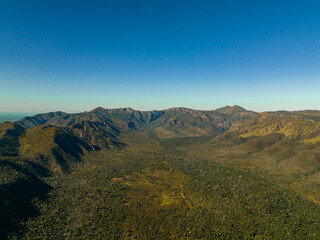 aerial photo with drone of the largest floodplain on the planet, the pantanal in the serra do amolar brazil