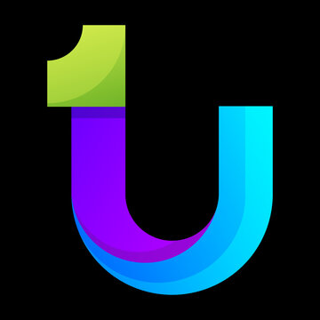Logo number 1 and letter u gradient colorful style