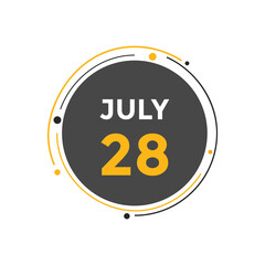 july 28 Calendar icon Design. Calendar Date 28th july. Calendar template 
