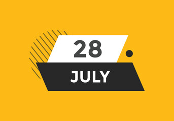 july 28 Calendar icon Design. Calendar Date 28th july. Calendar template 
