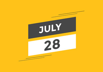 july 28 calendar reminder. 28th july daily calendar icon template. Vector illustration 
