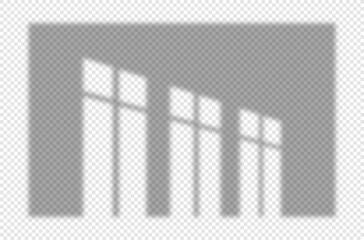 Realistic 3D shadows. Projection of several window openings, design for apartments and houses. Element for images with interior. Realistic vector illustration isolated on transparent background