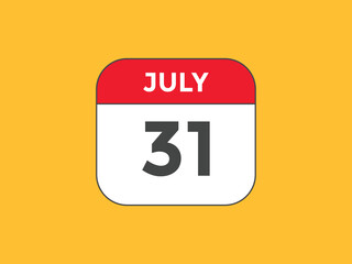 july 31 Calendar icon Design. Calendar Date 31th july. Calendar template 
