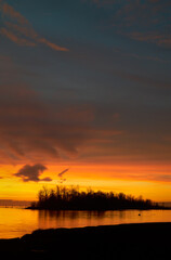 London Landing Steveston Sunset. A tranquil sunset on the Fraser River in Steveston. Near Vancouver, British Columbia, Canada.

