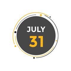 july 31 calendar reminder. 31th july daily calendar icon template. Vector illustration 
