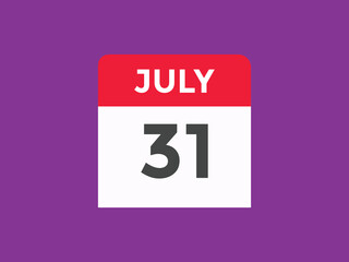 july 31 Calendar icon Design. Calendar Date 31th july. Calendar template 
