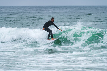 Surfer riding a wave