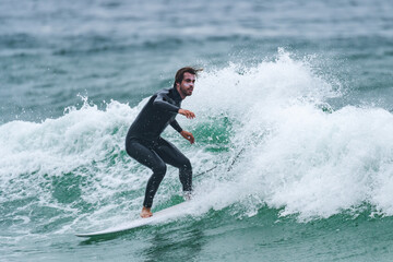 Surfer riding a wave