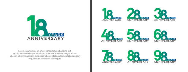 set of anniversary logo black and green color on green background for celebration moment