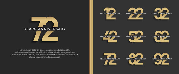 set of anniversary logo golden color on black background for celebration moment