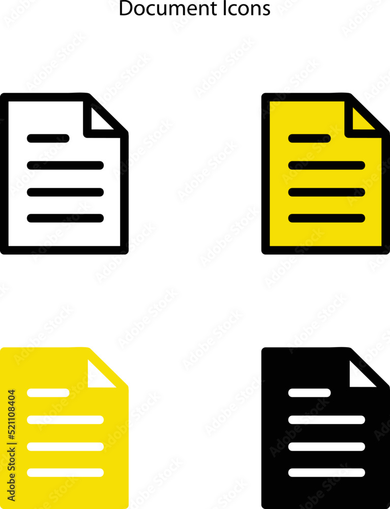 Poster document icons in trendy flat style isolated on white background with different style. document icon