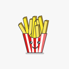 Illustration vector graphic of fries potato bucket character