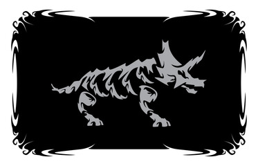 Tribal Fossil Dinosaurs Triceratops Illustrations Vector SVG