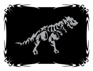 Tribal Fossil Dinosaurs Tyrannosaurus Rex Illustrations Vector SVG