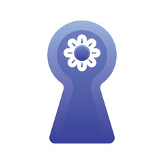 sun keyhole logo gradient design template icon element