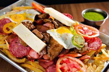 the photograph shows a table with a mix of snacks to eat