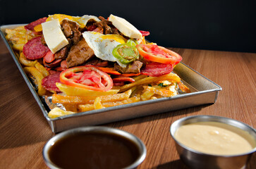 the photograph shows a table with a mix of snacks to eat