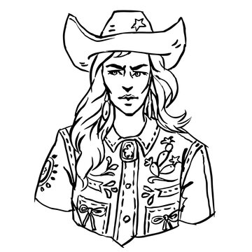 cowboy portrait art vector for card illustration background decoration