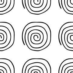 Seamless patterns, hand drawn spirals, shades of gray