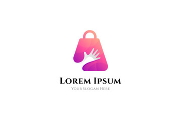 hand and shopping bag logo concept